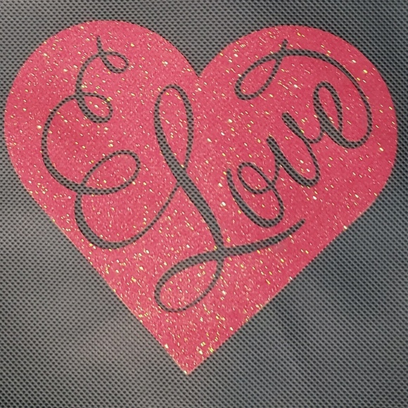 Large Tote Bag with Glitter Love Heart - Picture 2 of 2